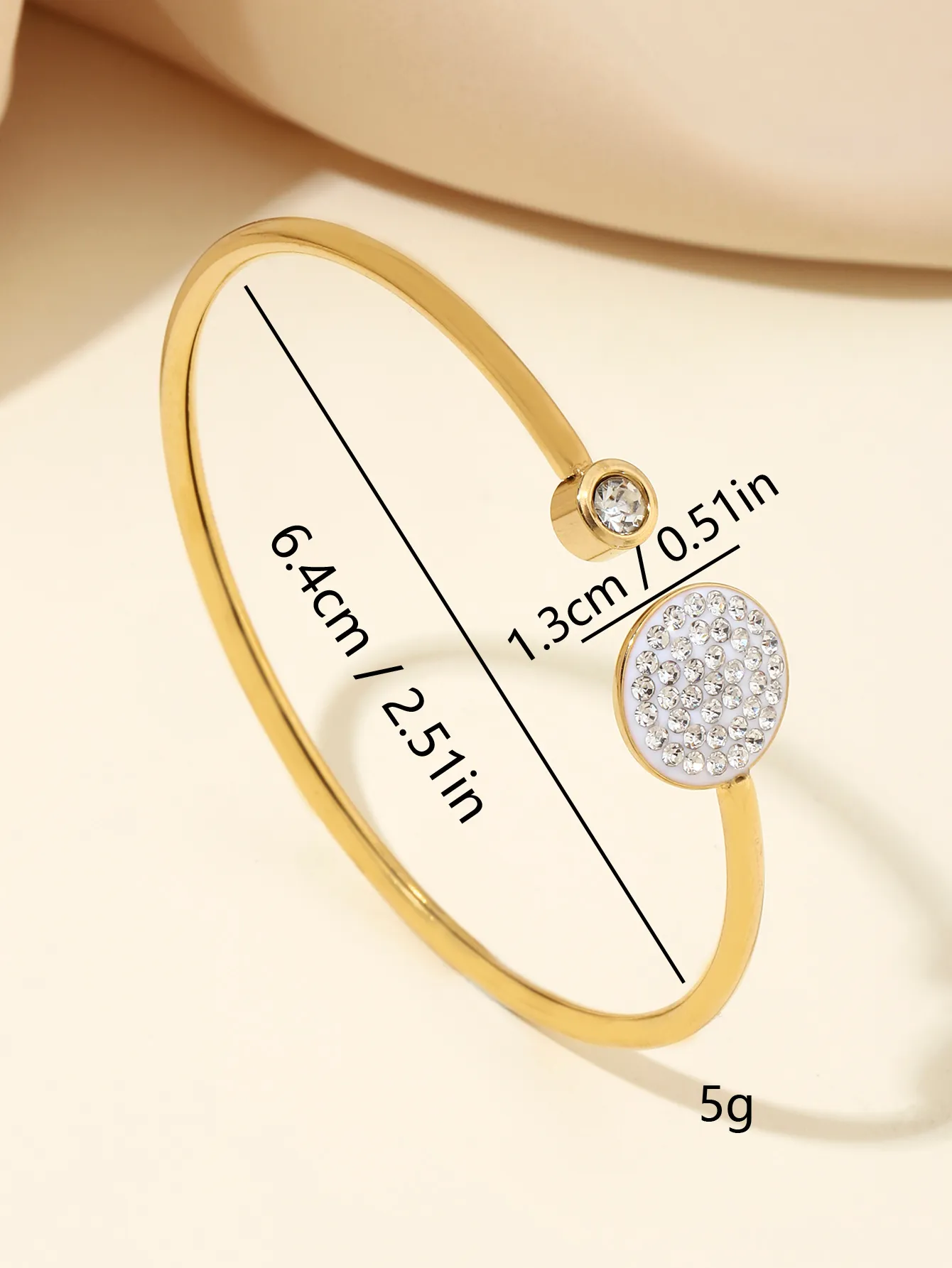 Gold Plated Crystal Bangle Bracelet Elegant Stainless Steel Gift_voghion.com