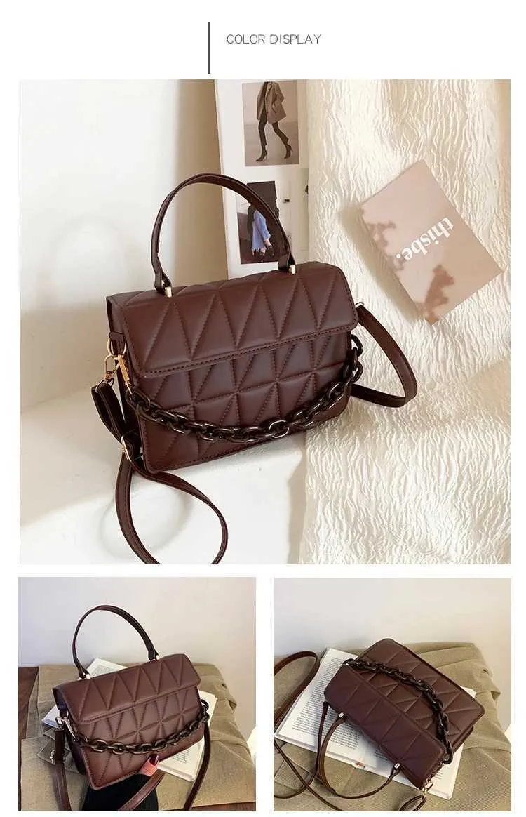 Rhombus Plaid Crossbody Bags For Women Chain Decor Fashion Shoulder Bag Ladies Handbag Casual And Simple Small Square_voghion.com