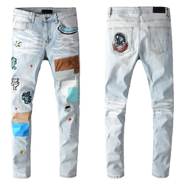Men's Jeans 2021 Hot Mens Fashion Skinny Straight Slim Ripped Men Fashion Mens Street Wear Motorcycle Biker Jean Pants_mkmklike.com