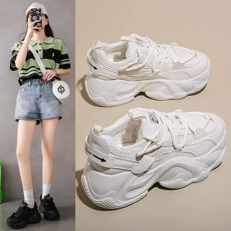 Chunky Sneakers Breathable Platform Sports Shoes Women New Fashion Sole Woman Thick Bottom Non Slip Running Trainers_voghion.com