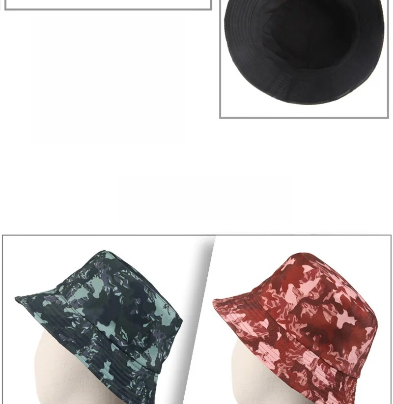 Zonnebrandcrème nieuwe zomercamouflageprint, vissershoed met brede rand, een must-have item voor buitenreizen, gedragen op beide_voghion.com