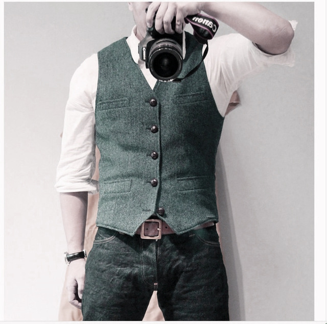 Men's clothing slim herringbone vest casual business professional formal wear_voghion.com