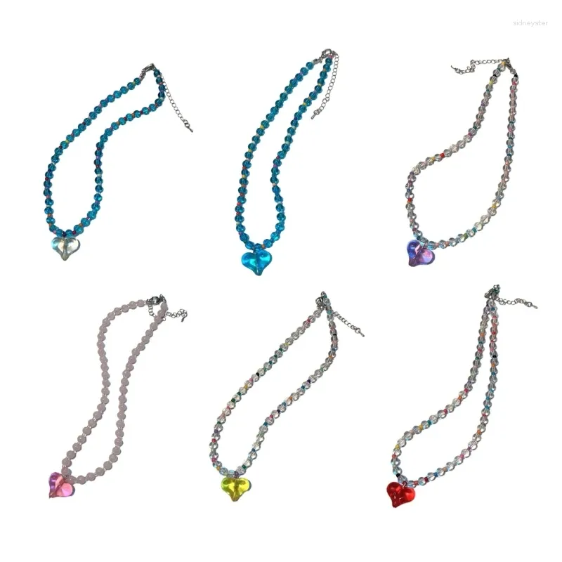 Collier de perles en cristal de haute qualité Collier de perles de rocaille faites à la main en forme de cœur de style bohème_voghion.com