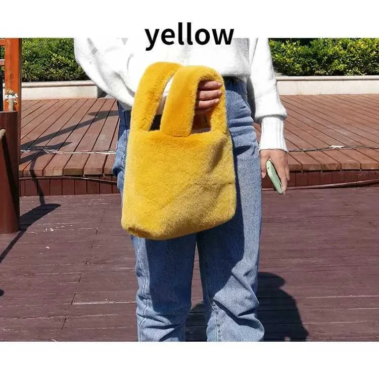 Fi Winter Bucket Artificial Fur Small Casual Shoulder Bag Design Womens Club Wallet Handbag Y241025_voghion.com