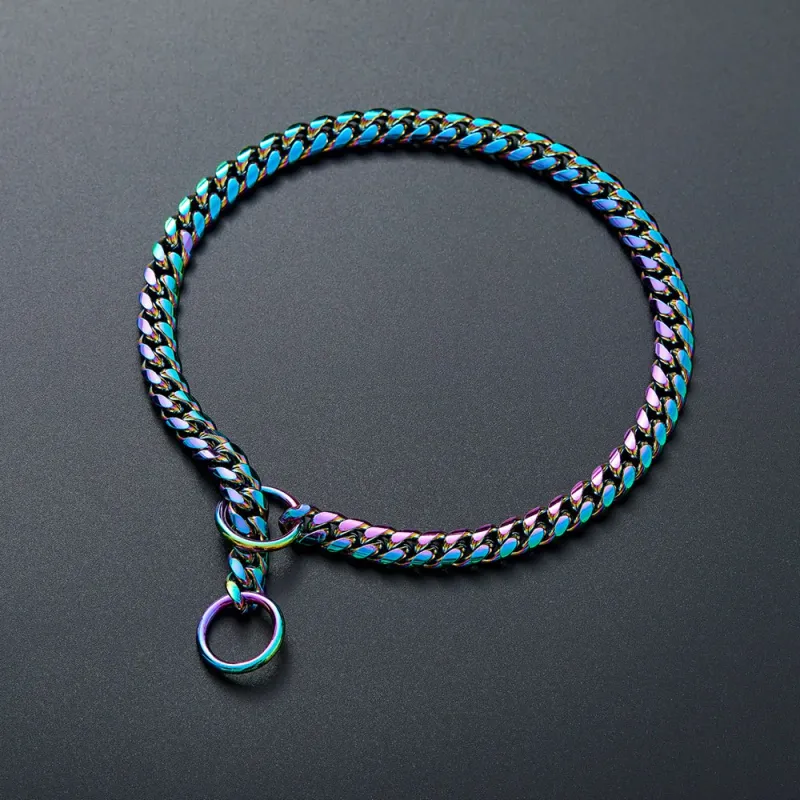 Guldhalsbånd 10 mm cubansk K-halskæde Heavy Duty Slip rustfrit stål Hunde-P-kæde til mellemstore og store hunde_voghion.com