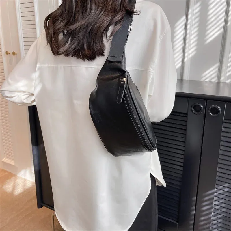 Moteriškos juodos odos krūtinės krepšiai per petį, skirti moterims, diržo krepšiams, moteriškiems juosmens krepšiams, telefonui, 240829_voghion.com