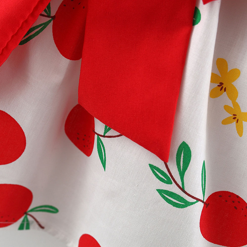 Baby Girl Dress Flower Printed Cotton Dress Fashion Bow Kids Summer Vacation Clothes Send Hat_voghion.com