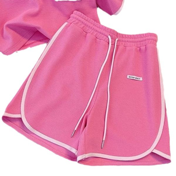Women's Polo Collar Pink Design Niche Fashion Age-reducing Shorts Two-piece Suit_voghion.com