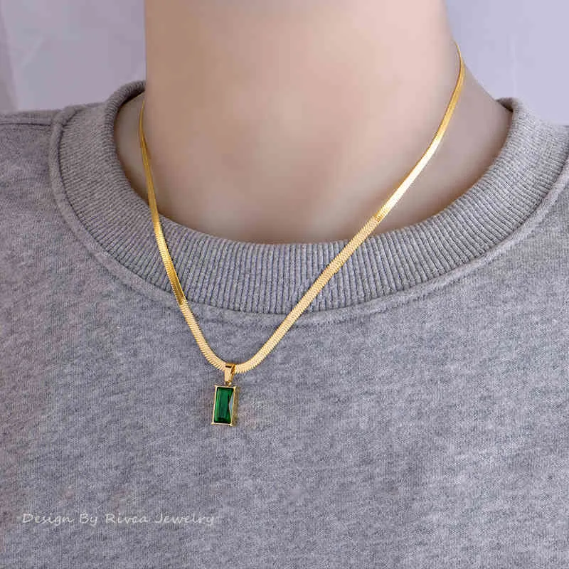 Geometrischer grüner Kristall-Hänger aus Edelstahl, sexy Schlangenknochen-Schmuck, modische Schlüsselanhänger für Frauen_voghion.com