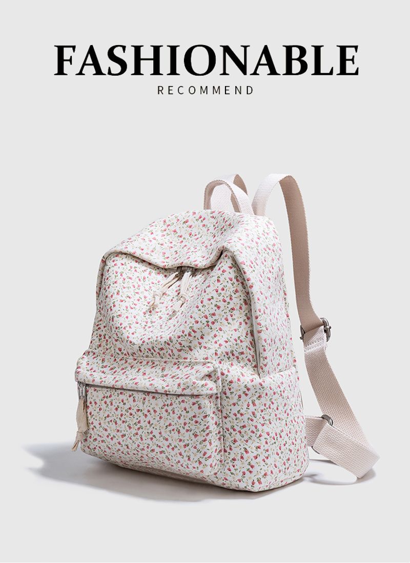 BM kleiner Blumenrucksack Canvas-Rucksack lässige Mode Damentasche_voghion.com