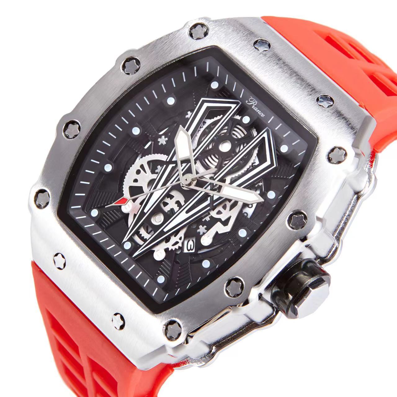 Mode Wein Eimer Neue Herren Zeiger Micro Glow Quarz Wasserdichte Silikon Band Uhr_voghion.com