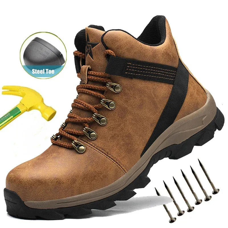 Steel Toe Safety Waterproof Construction Shoes Punching Mens Anti Smashing Work Boots 250402_voghion.com