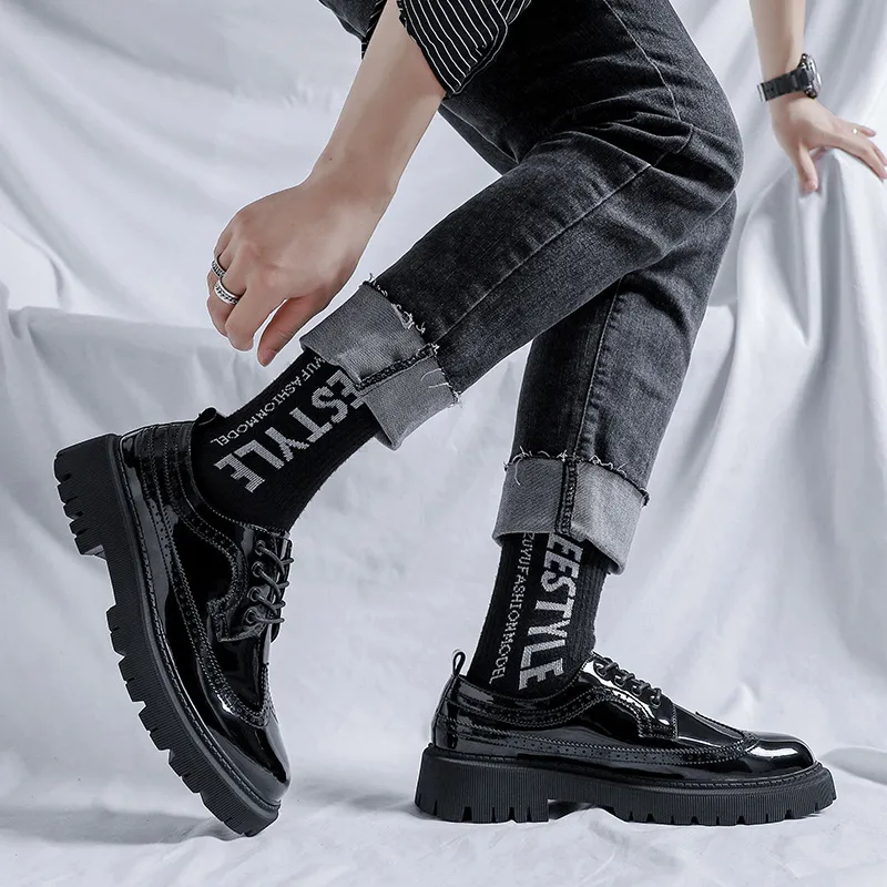 Pantofi sport pentru bărbați, stil business, casual, cu platformă, talpă groasă, piele naturală, stil streetwear, stil vintage, rochie de petrecere și nuntă_voghion.com