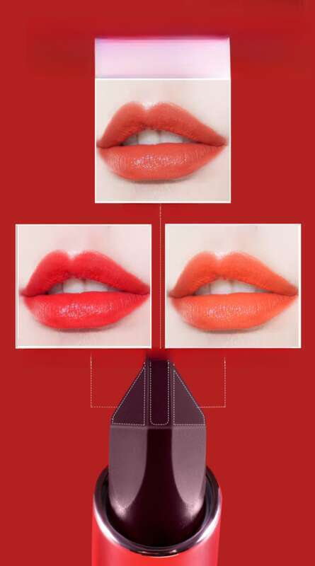 Dreifarbiger Lippenstift, feuchtigkeitsspendender, lang anhaltender, farbbeständiger Lippenstift_voghion.com