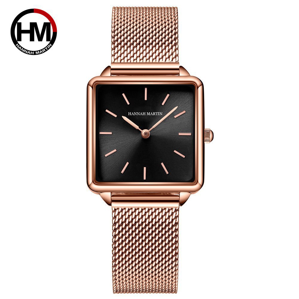 Hannah Martin Women‘s Watch Retro Simple Temperament Small Square Watch Ins Super Hot College Style