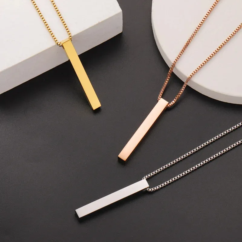 Rustfrit stål halskæde blank til gravering metal rektangulær tag charme choker halskæder spejlpoleret engros_voghion.com