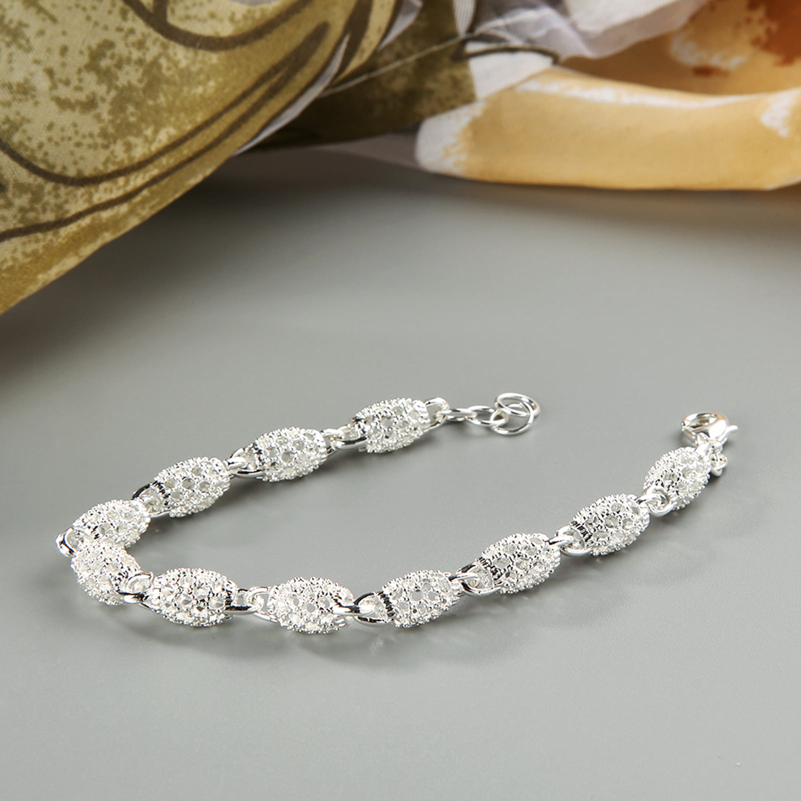 Yesbay – Bracelet à chaîne creuse en argent Sterling pour femmes, breloque de poignet, fermoir, cadeau_voghion.com