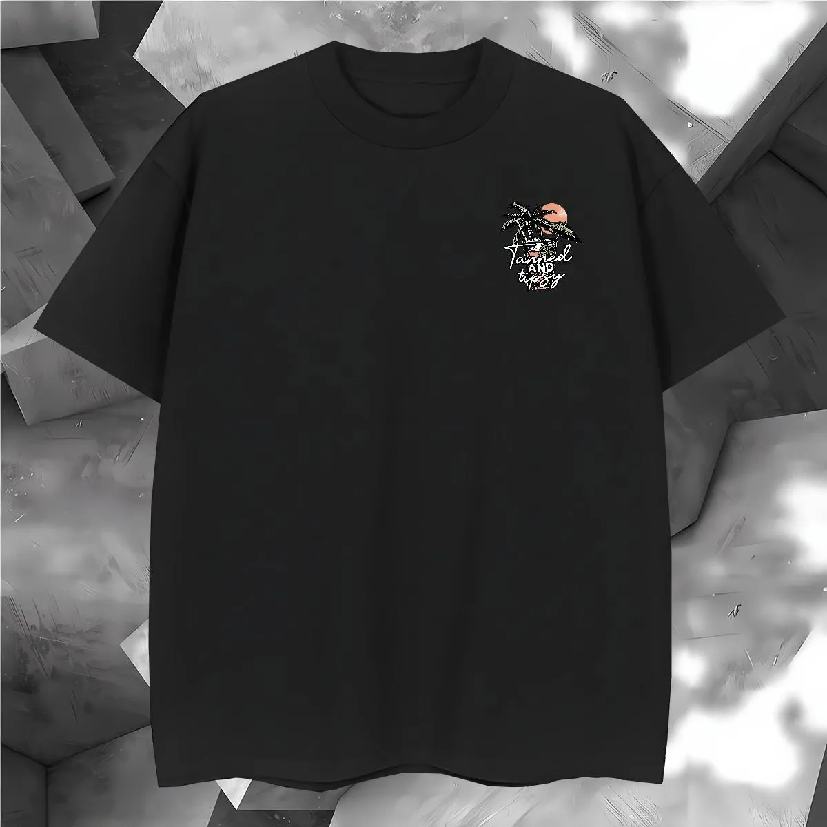 T-shirt à manches courtes et col rond pour homme, style hip-hop, décontracté, à la mode, avec impression personnalisée, 230 g_voghion.com
