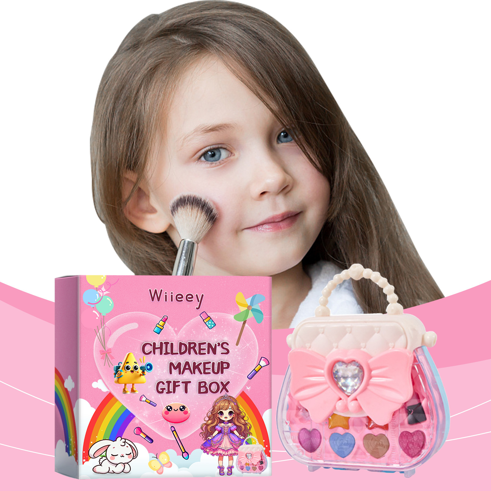 Children's makeup gift box, children's play fun Girl makeup lipstick eyeshadow makeup set gift box