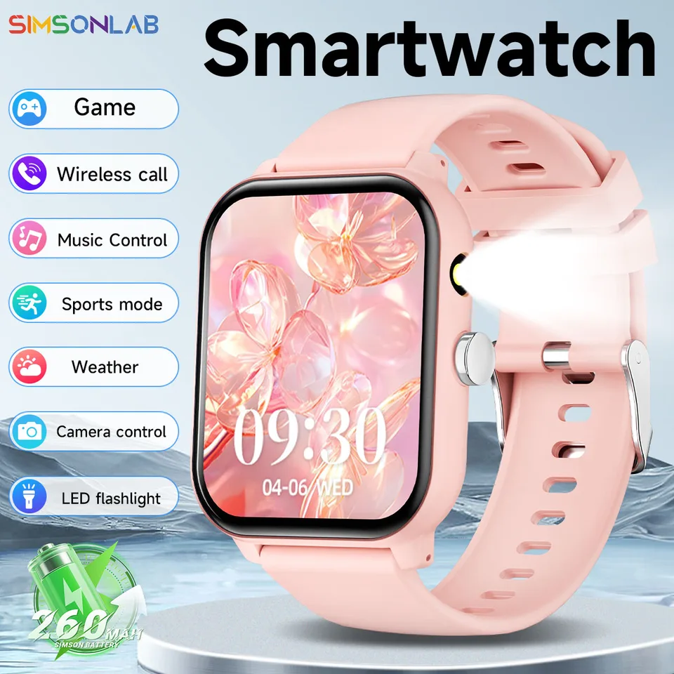 Montre connectée New Game 1,83'' avec Bluetooth, appels, mode sport, contrôle musique/appareil photo, lampe torche LED et longue autonomie. Compatible Android/iOS._voghion.com