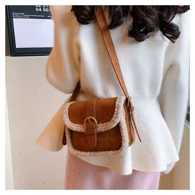 Retro-Crossbody aus Lammwolle für vielseitige, süße Geldbörsen und Handtaschen für Damen, Umhängetasche, Bolsos De Mujer, SacC241212_voghion.com