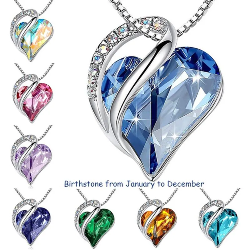 Herz Anhänger Halskette Mit Kristall Geburtsstein Schmuck_voghion.com