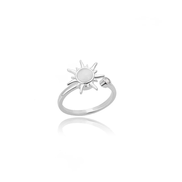 Moderigtig roterende solopalring til kvinder i rustfrit stål, retro charme, justerbare åbne ringe, festsmykker, bedste ven gave, bijoux_voghion.com