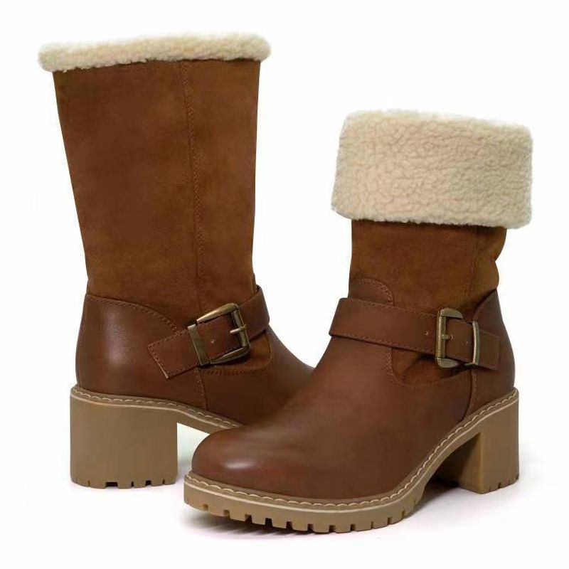 commerce extérieur transfrontalier nouvelle neige femmes automne et hiver bas baril couleur unie veet coton chaud ceinture boucle grande_voghion.com