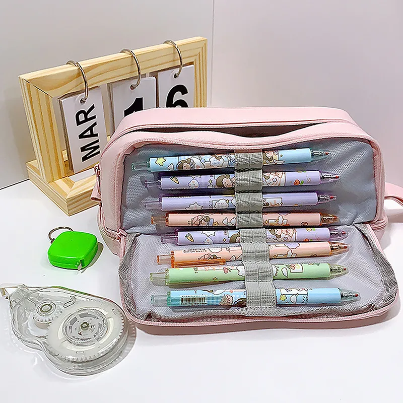 1 organiseur de papeterie pour fournitures de bureau, 4 compartiments, grand étui à stylos, trousse à crayons, trousse de maquillage_voghion.com