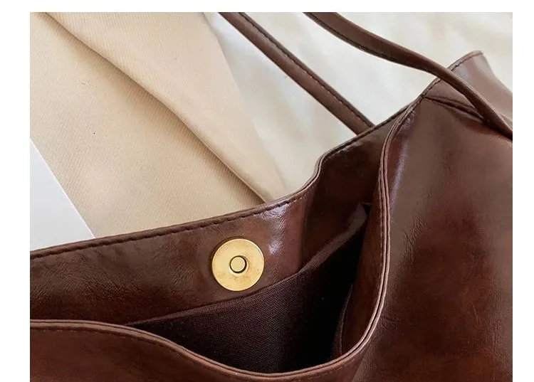 Geantă de umăr din piele pentru femei, model vintage roșu, sport, casual, la modă, capacitate mare, Shopper, Haruku, simplă, geantă de mână_voghion.com