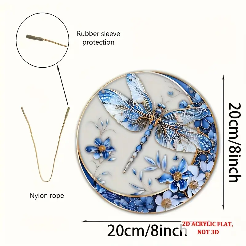 20 cm Bohemian Libelle Zonnevanger - Blauw/wit porseleinen acryl met bloemenmotief. Perfecte decoratie voor thuis/op kantoor/in de tuin. Geweldig cadeau voor een housewarming._voghion.com