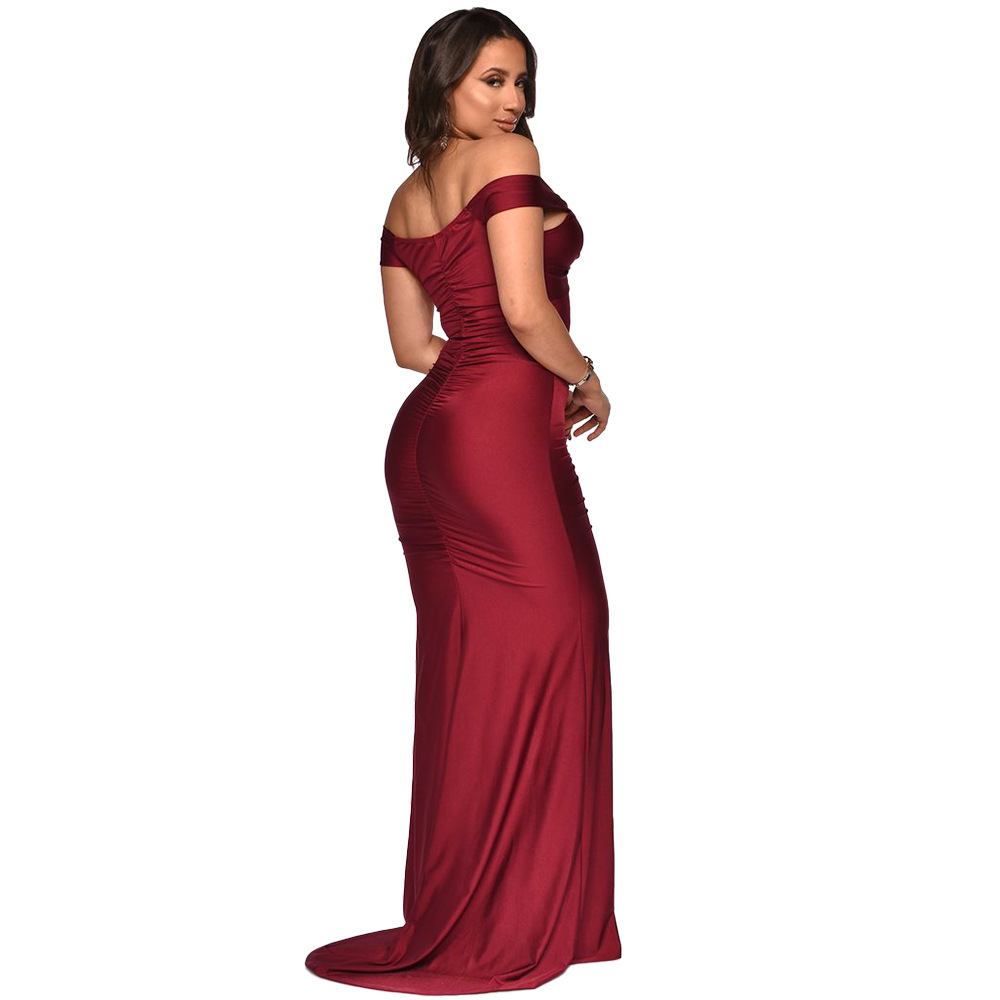 Damenkleid Mit V-ausschnitt One-shoulder-stil Und Schlitz Sommer_voghion.com