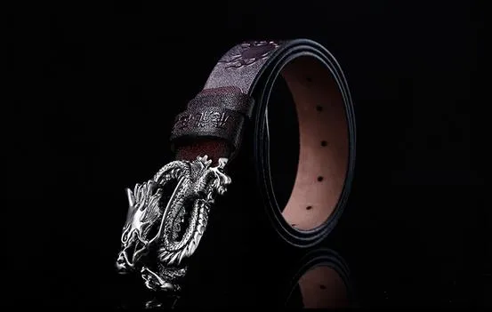 Naujo stiliaus, aukštos kokybės, firminio dizainerio diržai su vario drakono sagtimi vyrams ir moterims, juosmens diržas su natūralia oda_voghion.com