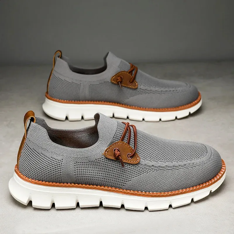 Baskets plates et légères en maille respirante pour homme, chaussures de marche et de conduite, collection printemps-automne 250228_voghion.com