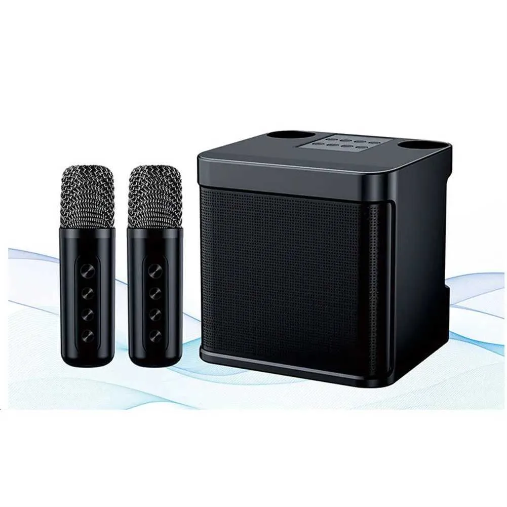 Karaoke Hine With Dual Microphones Portable Bluetooth Speaker Studio Subwoofer AUX TF Card U Disk Player Home Family_voghion.com