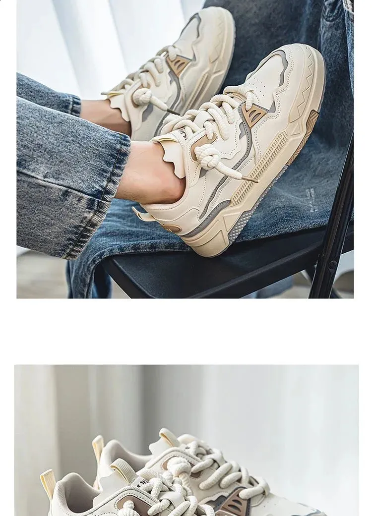 Trend chleb tkany koronkowy patchwork street hip-hop krótkie grube męskie buty sportowe 241007_voghion.com