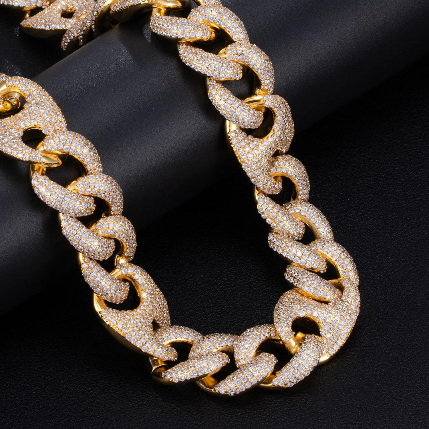 Personalised White Gold Bling Cuban Link Chain Necklace For Men_voghion.com