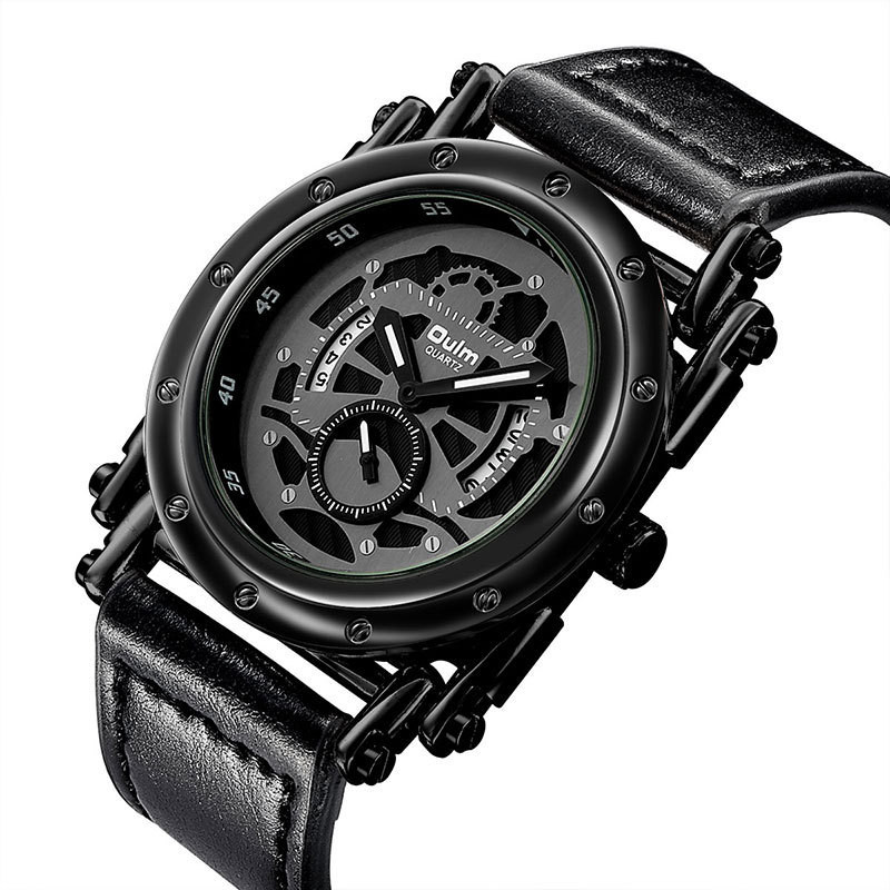 OULM Brand Watches Men Leather Date Quartz Wrist Watch 3399_voghion.com
