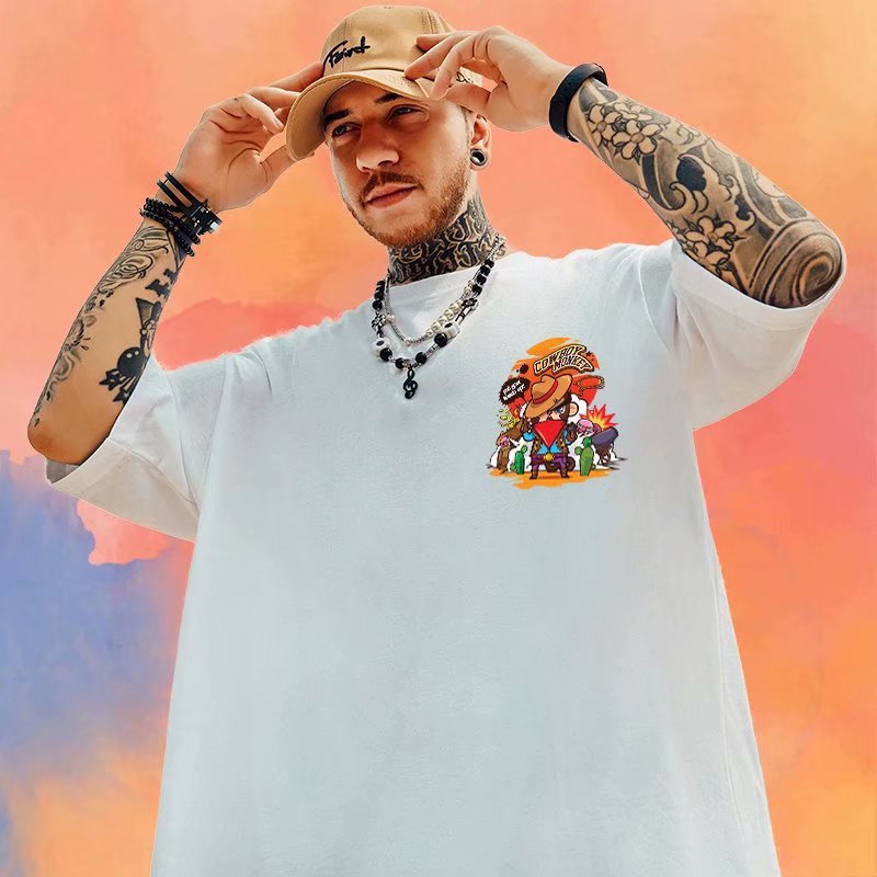 Oversize China-Chic Cubs Short T-shirt Men ins Fashion Couple Half Sleeve Loose Large Men's 8XL_voghion.com