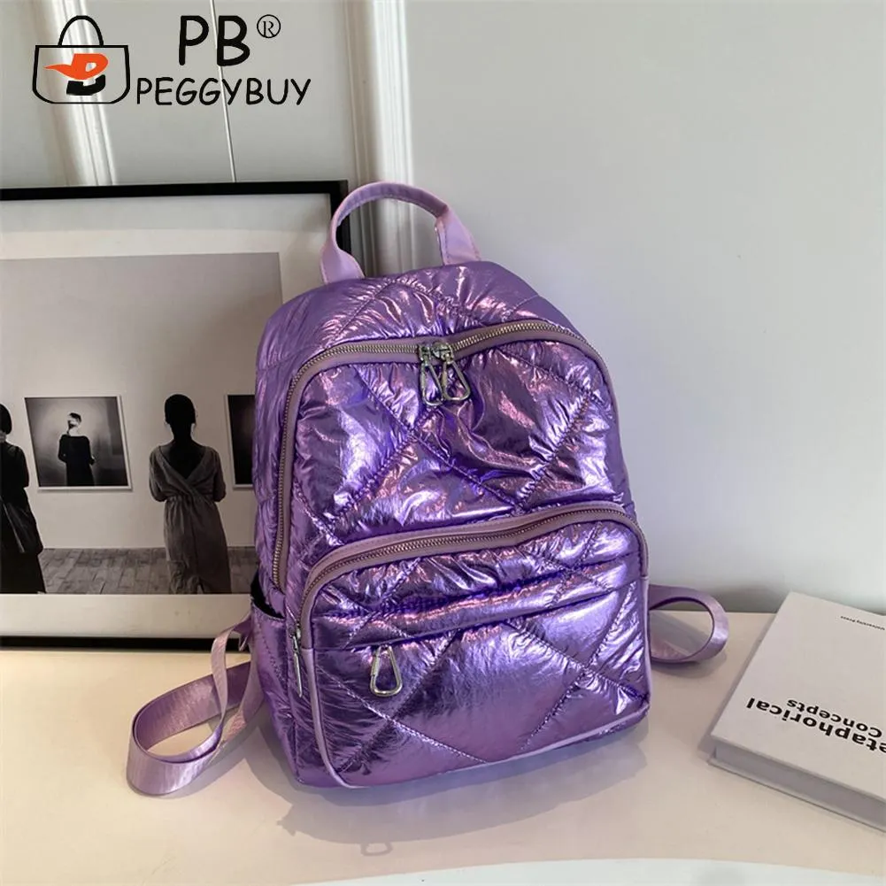 Stadium Handbag Quilted Embroidered Students Backpack Simple Large-capacity Solid Color Multiple Compartments Travel_voghion.com