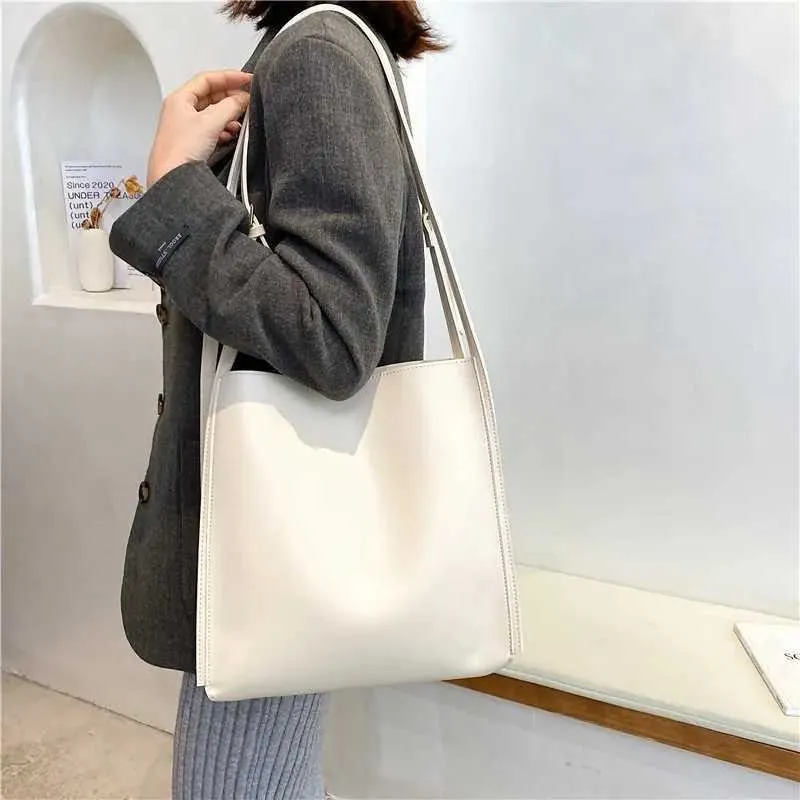 Women's Shoulder Bag Large Capacity Pu Leather Retro Bucket Bag_voghion.com