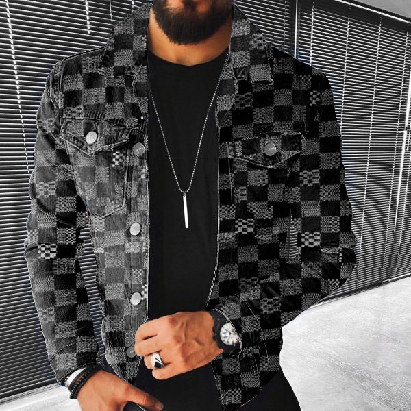 men's spring and autumn casual loose denim jacket multi-pocket button jacket_voghion.com