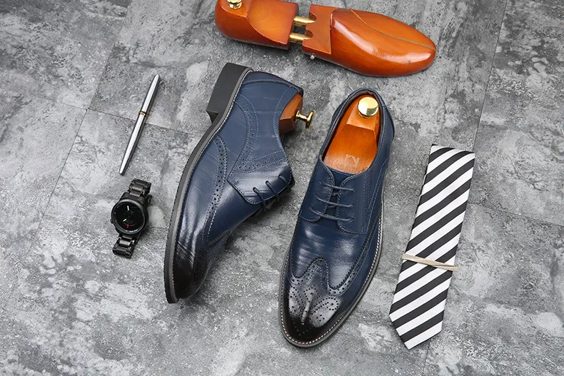 Vestido Couro Envernizado Moda Noivo Casamento Homens estilo italiano Oxford Sapatos Tamanho Grande 48_voghion.com