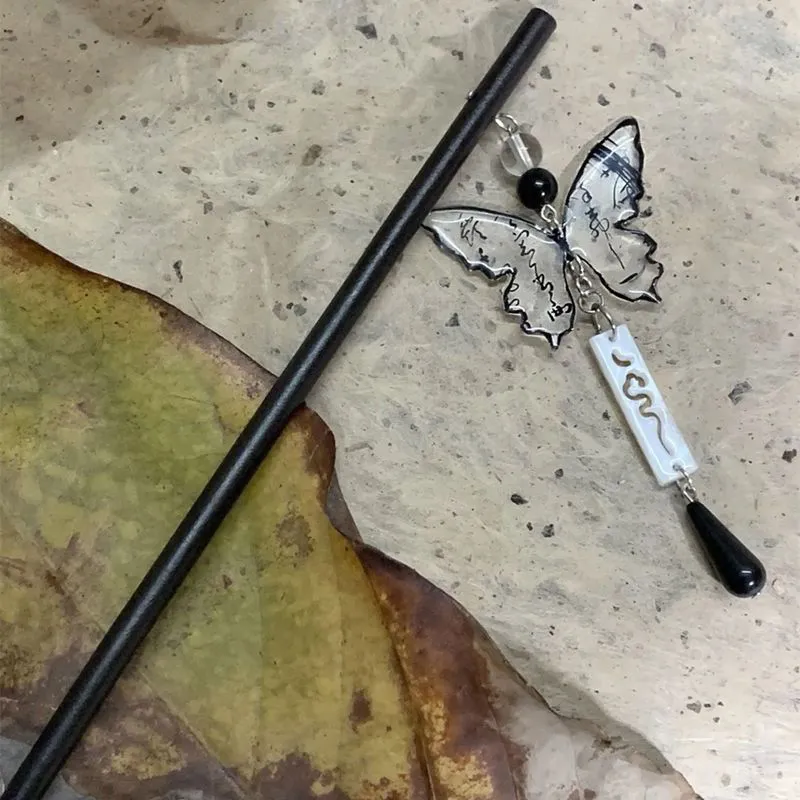 Fermagli per capelli in stile cinese elegante con calligrafia a farfalla e nappa, forcina per capelli, bacchetta, bastoncino, ornamento, copricapo, accessorio_voghion.com