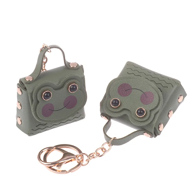 Creative Leather Frog Coin Purse Car Key Chain Pendant Bluetooth Headset Cute Keychain Mini Storage Bag_voghion.com