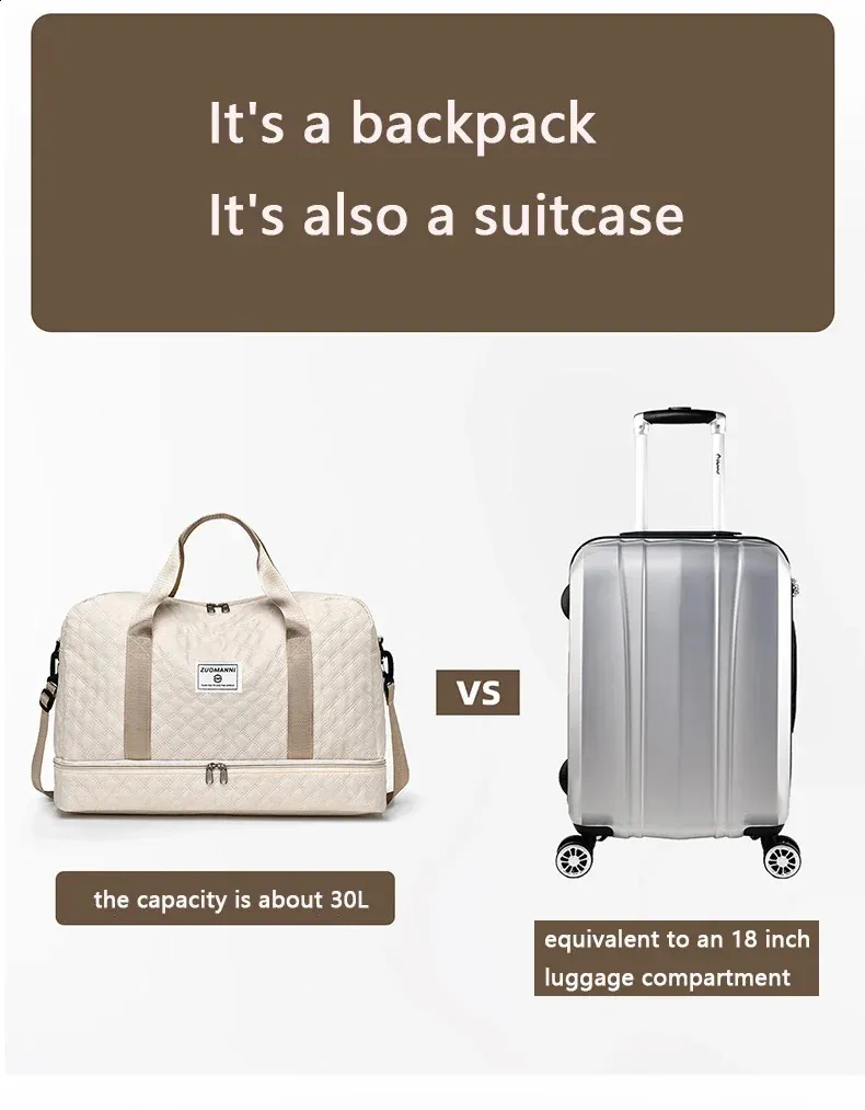 Large Capacity Travel Duffel Bag With Wet Dry Separation_voghion.com