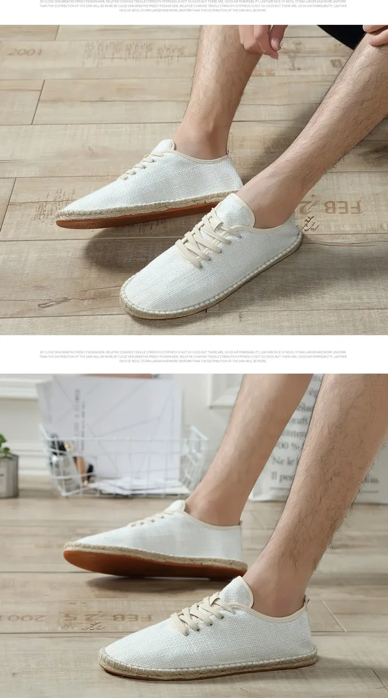 Shoes Summer Espadrilles Men Canvas New Breathable Fisherman Footwear Mens Slip on Loafers Large Size 47 Sneakers_voghion.com