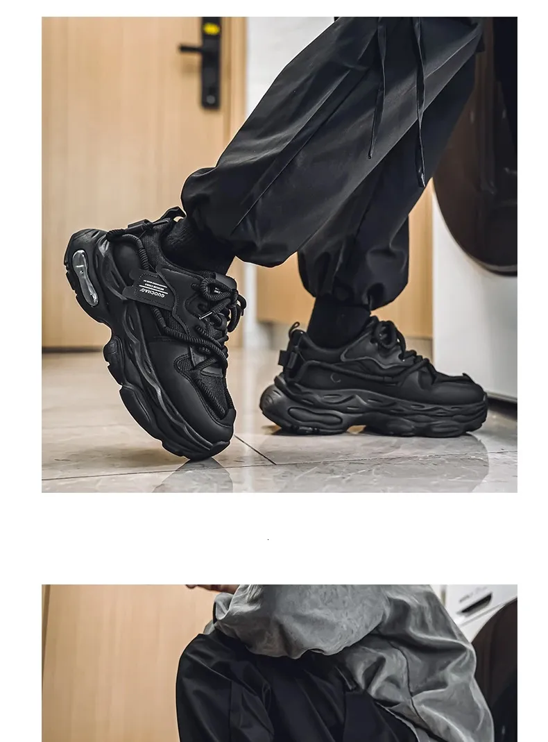 Chunky Platform Running Shoes For Men Anti Slip Breathable Casual_voghion.com