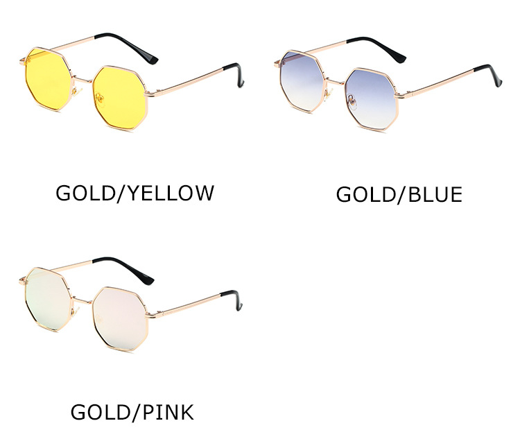 Retro Small Frame Sunglasses - Men & Women's Trendy Metal Octagonal Glasses (Street Style, Round Face Fit - S2086)_voghion.com