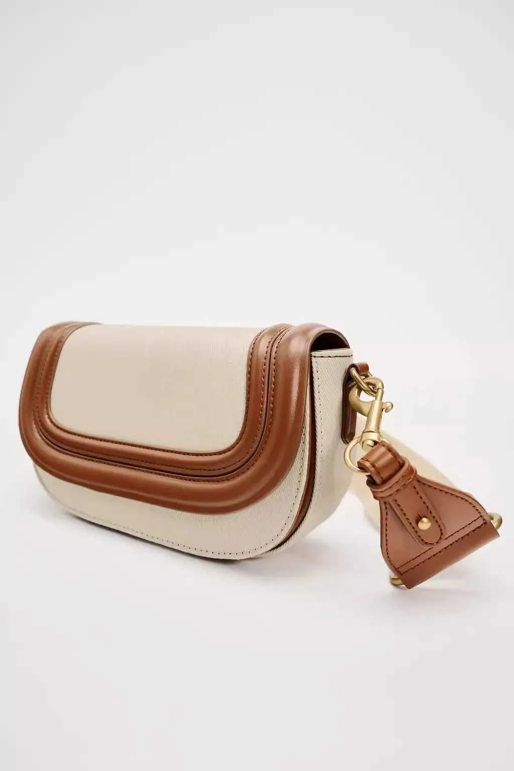 Stylish Women's Saddle Bag With Wide Shoulder Strap Pu Leather_voghion.com